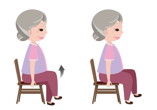 Woman With Seated March Posture Exercise, Vector