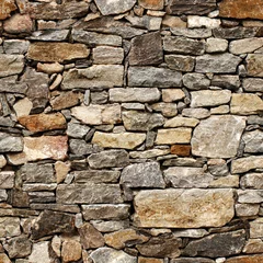 Foto auf Acrylglas Steine Nahtlose Textur der mittelalterlichen Mauer aus Steinblöcken