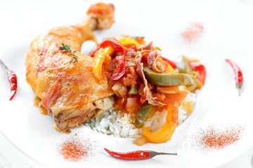 assiette de poulet basquaise & riz 6