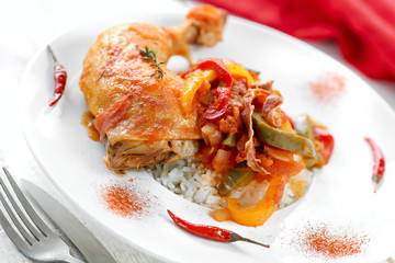 assiette de poulet basquaise & riz 4