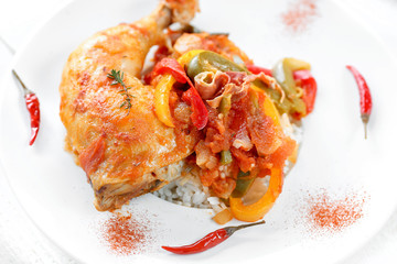 assiette de poulet basquaise & riz 7