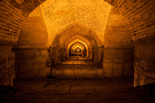 View under Khajoo bridge in Esfahan, Iran