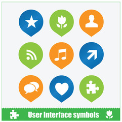User interface symbols web flat style
