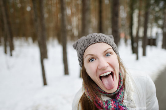 Young Funny Woman Being Silly