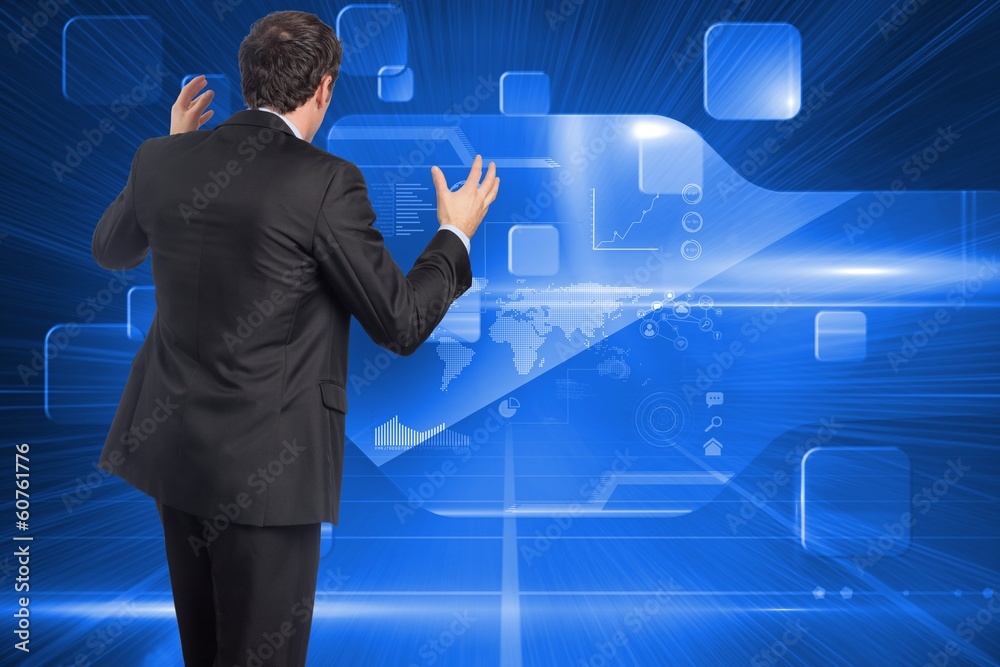 Poster composite image of stressed businessman gesturing