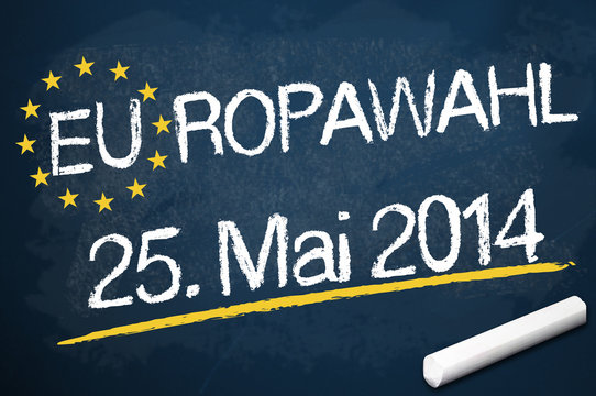 Kreidetafel mit EUROWAHL 2014