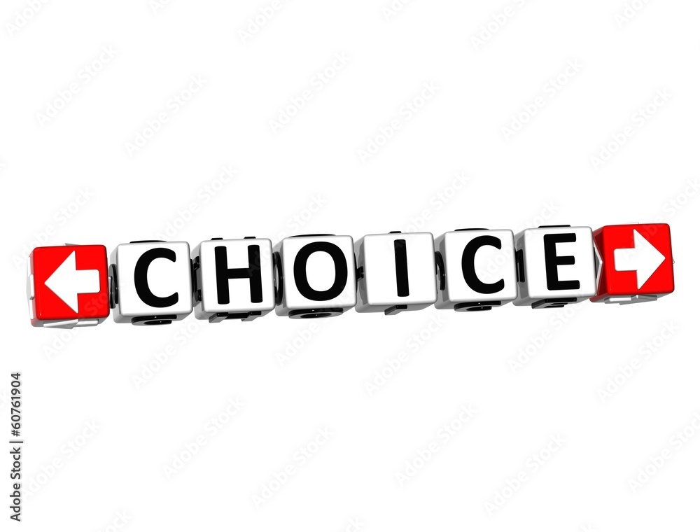 Poster 3d choice button click here block text