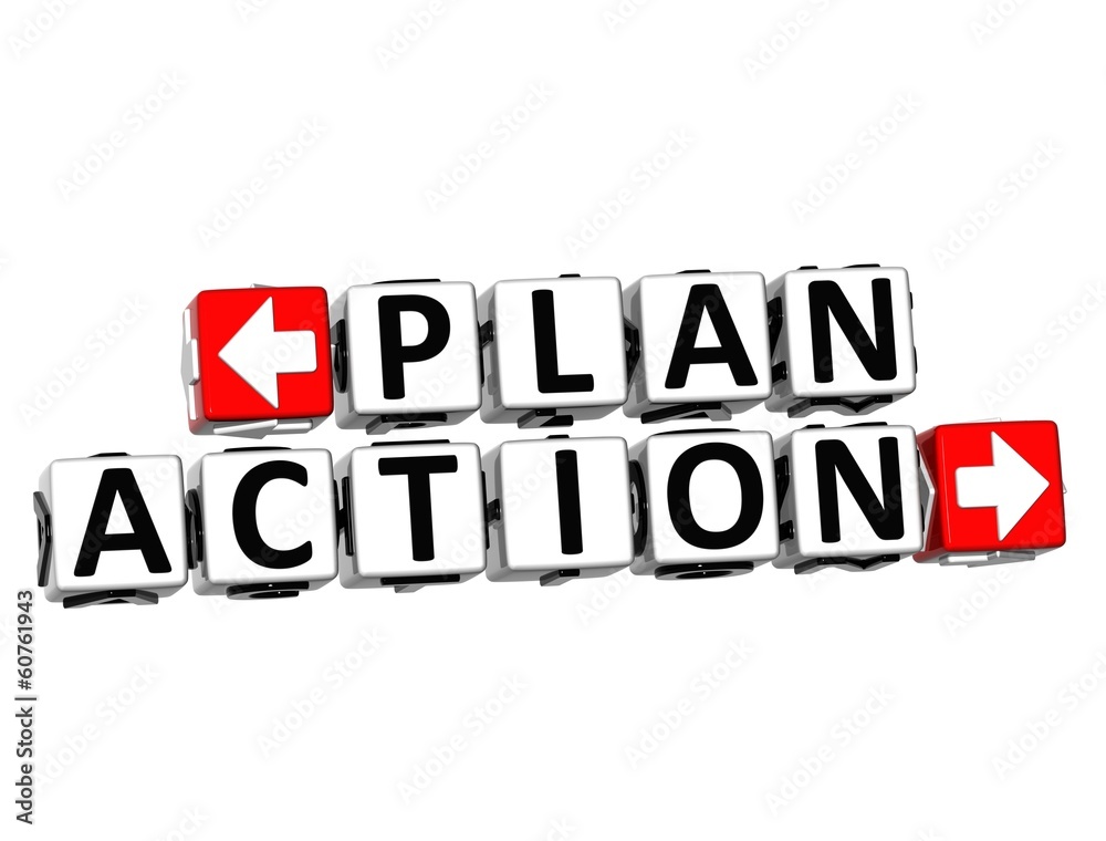 Poster 3d plan action button click here block text
