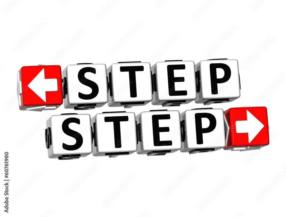 Poster 3d step button click here block text