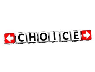 3D Choice Button Click Here Block Text