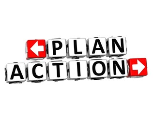 3D Plan Action Button Click Here Block Text