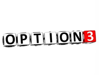 3D Option 3 Button Click Here Block Text