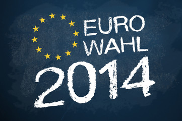 Kreidetafel mit EUROWAHL 2014