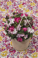 well as hand-made basket in the beautiful flowers