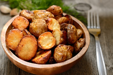Roasted potato in bowl