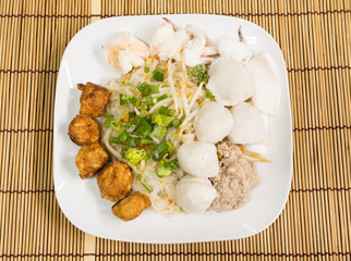 Asian seafood noodles with meatball