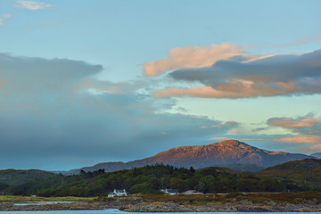 Landscape, Evening light over, Traigh house and Carn a Ghobhair