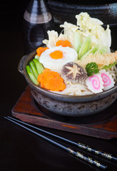 japanese cuisine. udon on the background