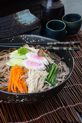 japanese cuisine. udon on the background