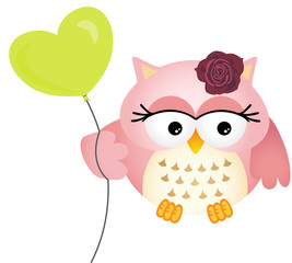 Pink Owl with Balloon