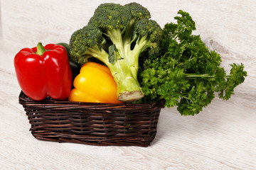 Fresh  vegetables in a wicker basket