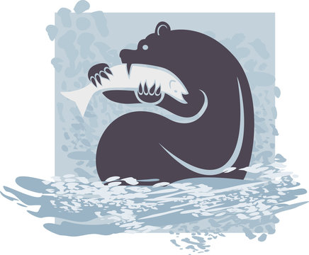 recommend clip art: Grizzly Catching Salmon