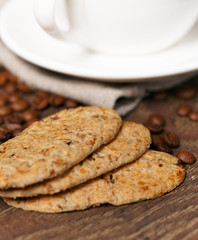 Wholegrain biscuits and a cup of coffee