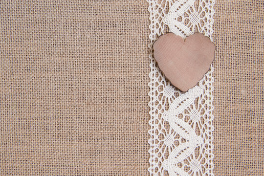 Shabby rustic background with wooden heart