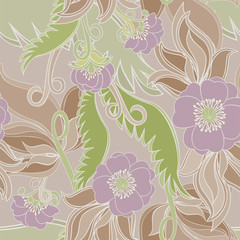 Seamless With Flowers And Leaves