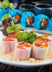 japanese cuisine. sushi on the background