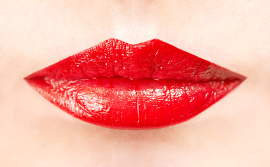Obraz premium red lips close-up