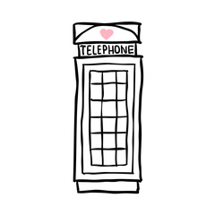 London pay phone. sketch illustration on white background