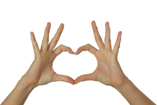 Two hands showing heart symbol.