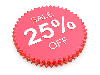 25 Percent OFF Discount Label on white background