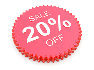 20 Percent OFF Discount Label on white background