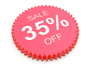 35 Percent OFF Discount Label on white background
