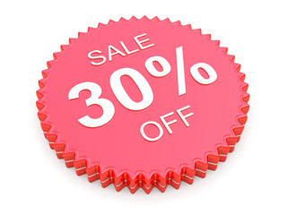30 Percent OFF Discount Label on white background