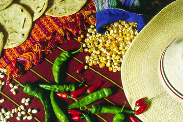 Guatemalan and mexican food on the table