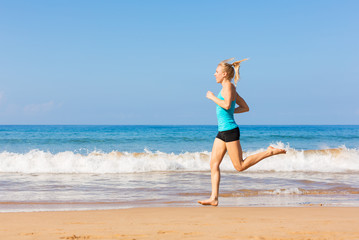 Woman running on beach