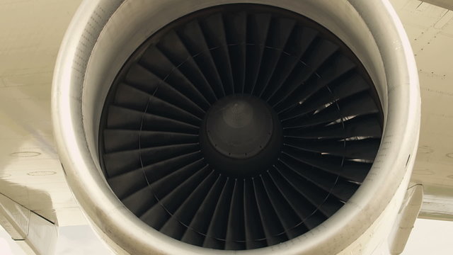 HD Jet engine of an airplane.