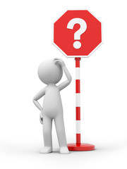 3D people with a question sign