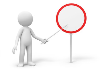 3d people holding a empty road sign