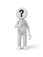 3D people with a question sign