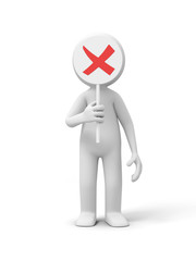 3D people with a Rejected sign