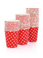 Fototapeta premium Red polka dot paper cups