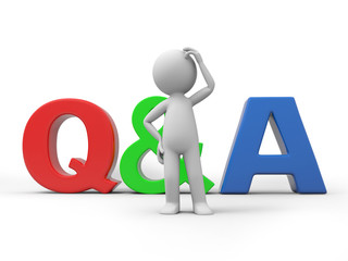 3D people with a Q&A sign