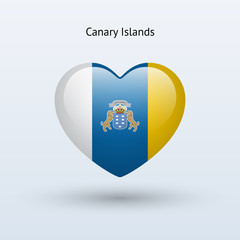 Love Canary Islands symbol. Heart flag icon.