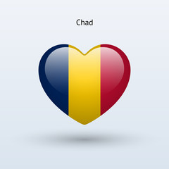 Love Chad symbol. Heart flag icon.