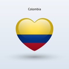 Love Colombia symbol. Heart flag icon.
