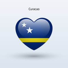 Love Curacao symbol. Heart flag icon.